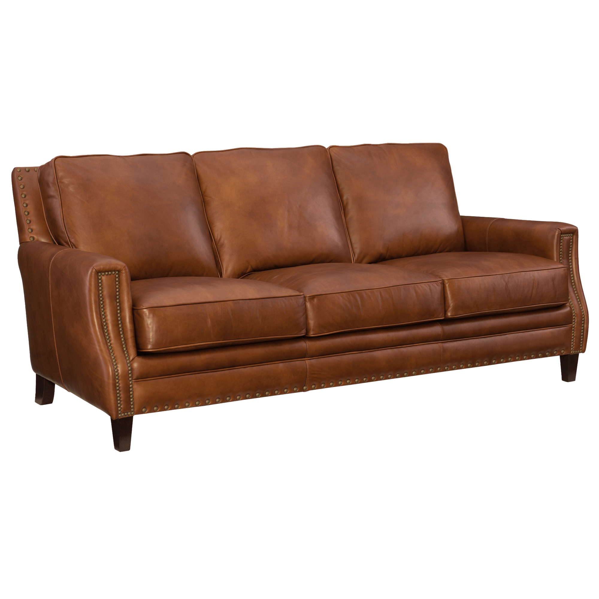 Elpido 83" Wide Upholstered Leather Sofa, Brown - Coja