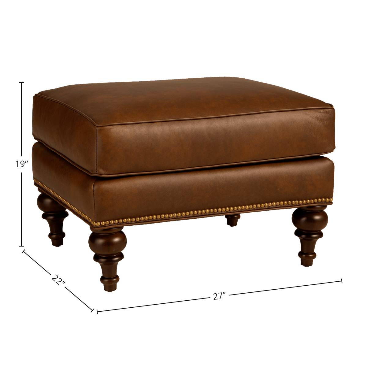 Everleigh Genuine Leather Ottoman - Made in U.S.A. - Coja