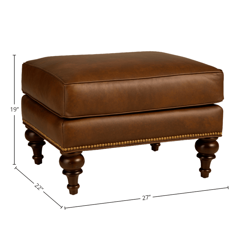 Everleigh Genuine Leather Ottoman - Made in U.S.A. - Coja