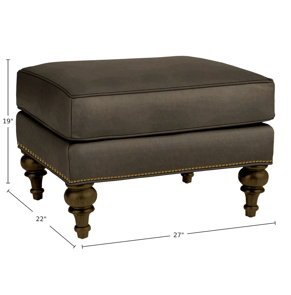 Everleigh Genuine Leather Ottoman - Made in U.S.A. - Coja