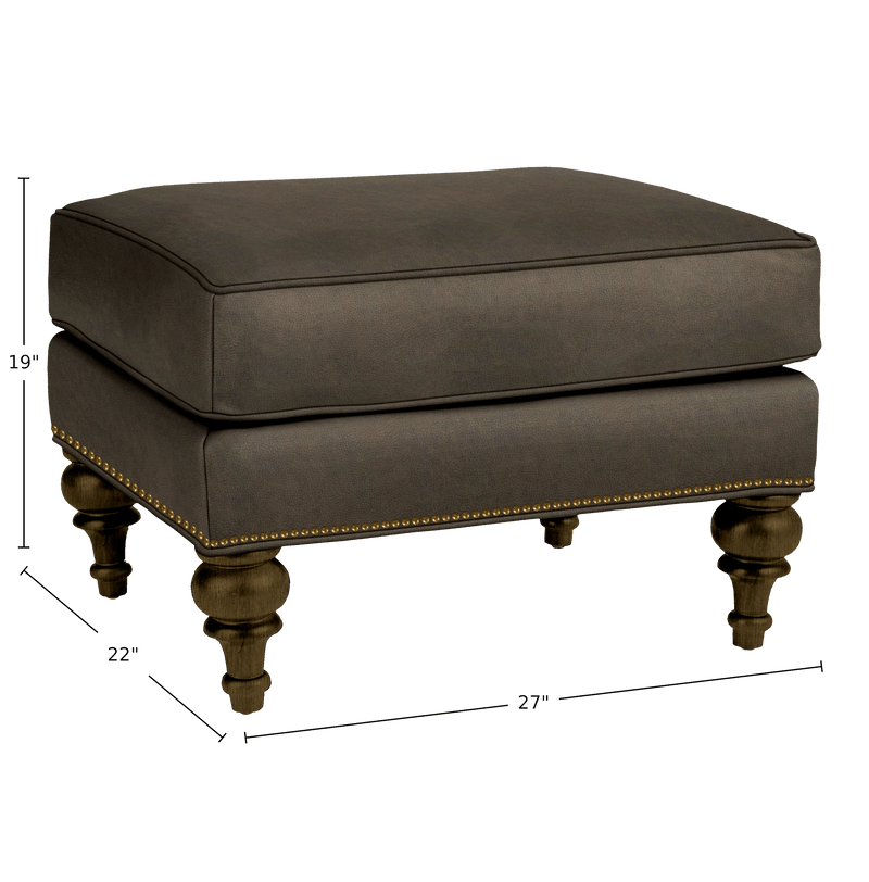 Everleigh Genuine Leather Ottoman - Made in U.S.A. - Coja