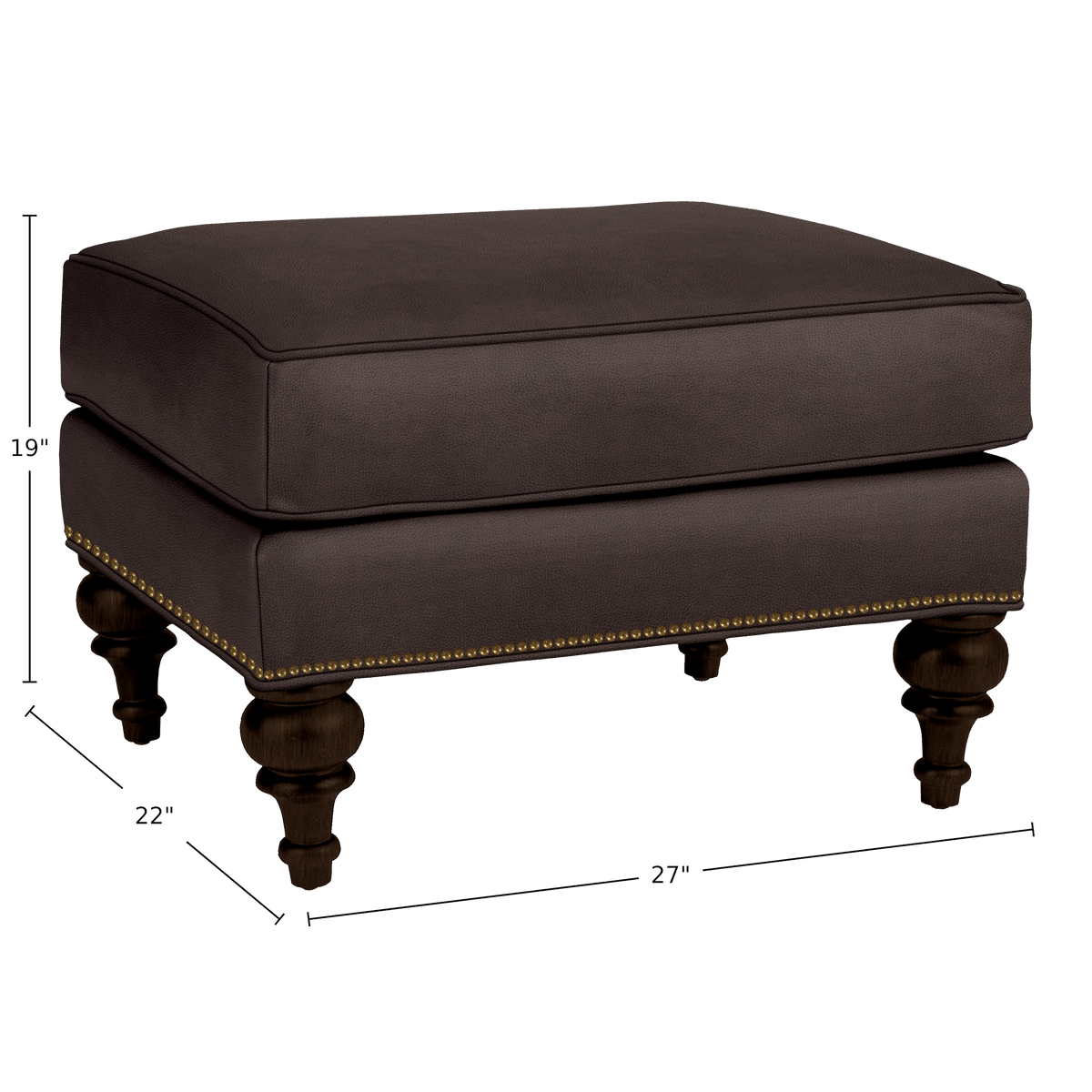 Everleigh Genuine Leather Ottoman - Made in U.S.A. - Coja