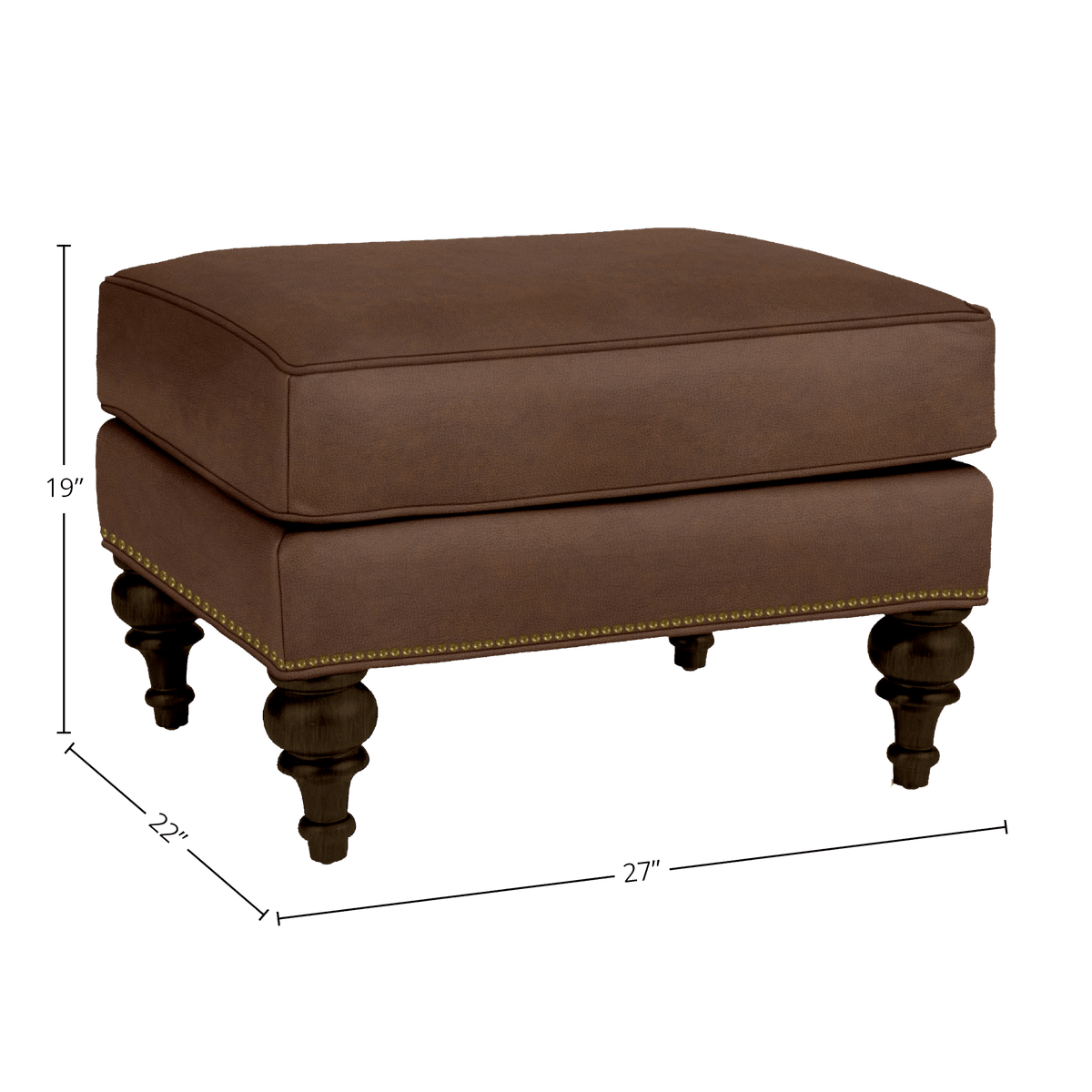 Everleigh Genuine Leather Ottoman - Made in U.S.A. - Coja