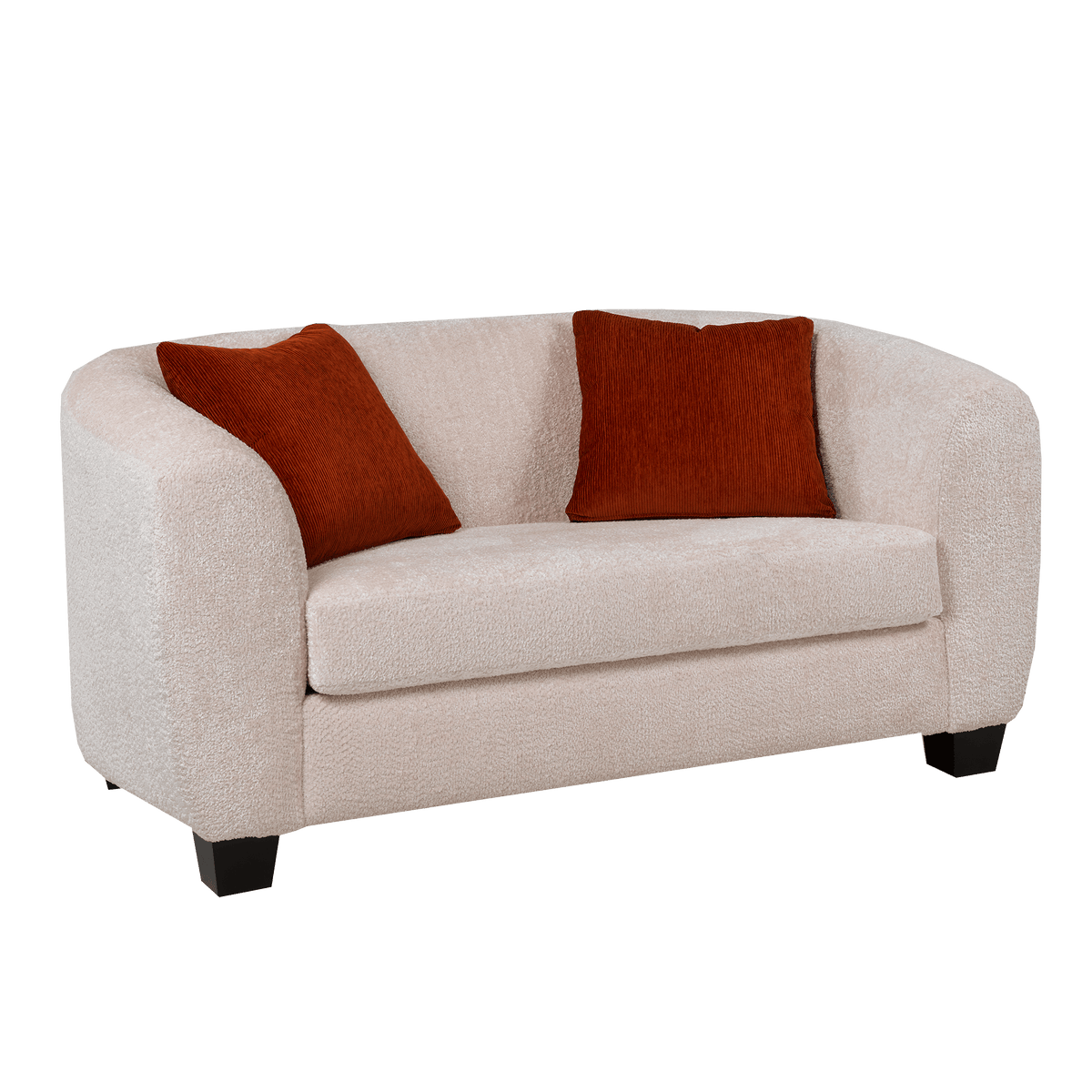 Everrest Fabric Loveseat with Accent Cushions, Cream - Coja