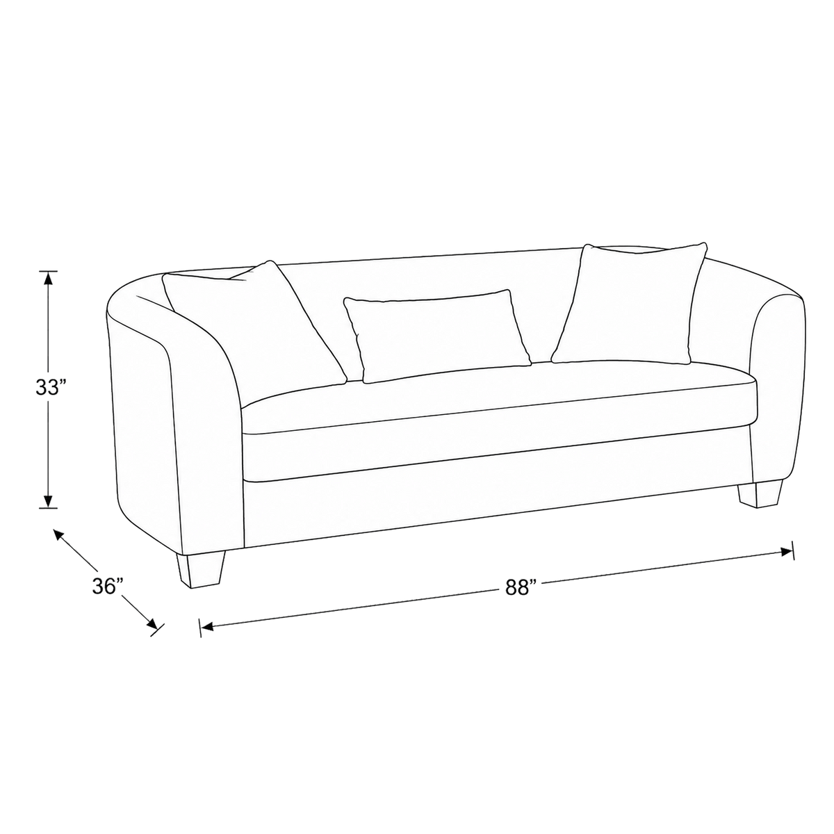 Everrest Fabric Sofa and Two Chair Set with Accent Cushions, Cream - Coja