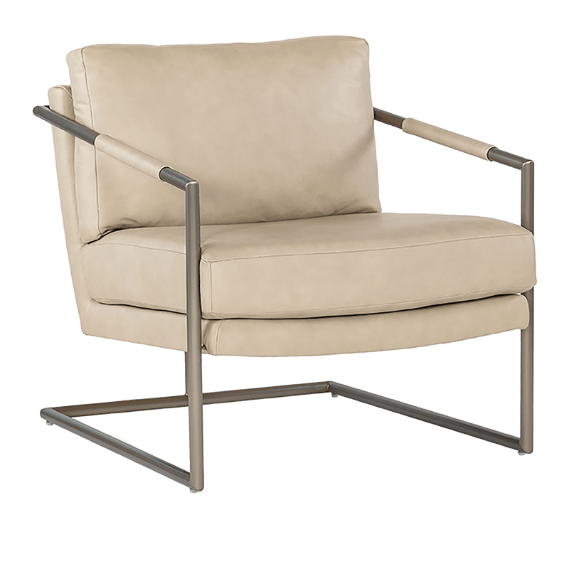 Faulkton Leather and Metal Chair, Cream