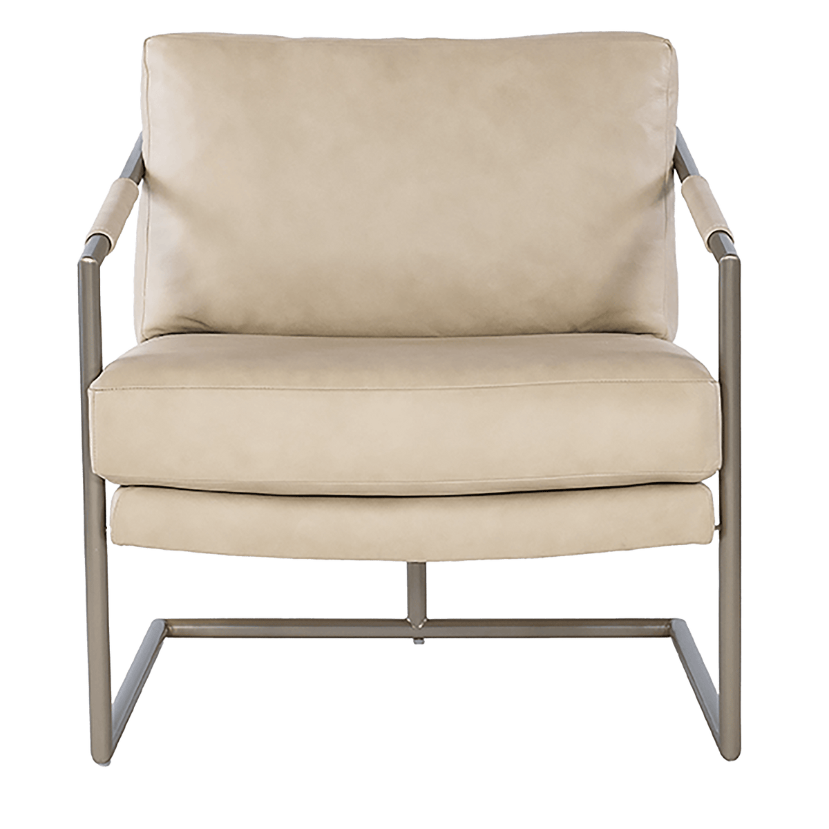 Faulkton Leather and Metal Chair, Cream