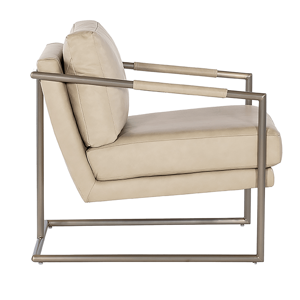 Faulkton Leather and Metal Chair, Cream