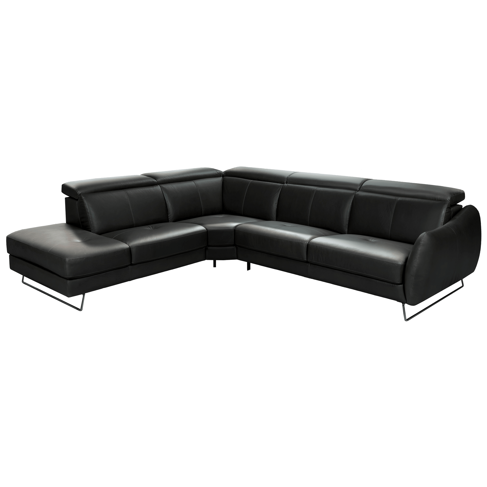 Firenze Italian Leather Sectional with Chaise – Dark Gray