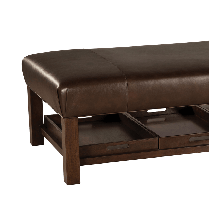 Fulgencia Genuine Leather Large Ottoman - Made in U.S.A. - Coja