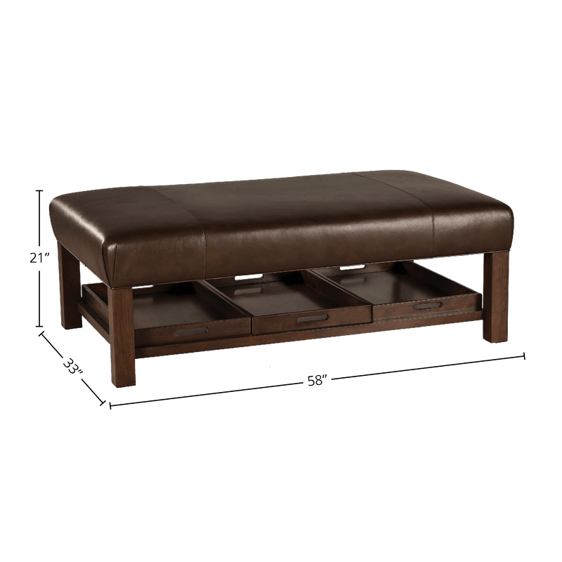 Fulgencia Genuine Leather Large Ottoman - Made in U.S.A. - Coja