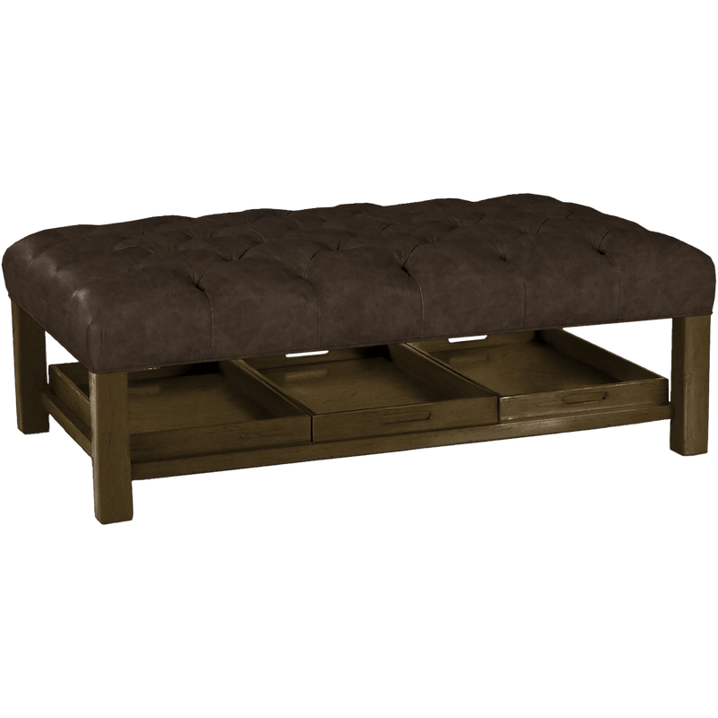 Gavriell Genuine Leather Large Ottoman - Made in U.S.A. - Coja