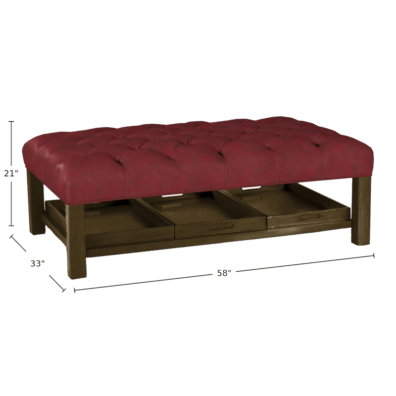 Gavriell Genuine Leather Large Ottoman - Made in U.S.A. - Coja