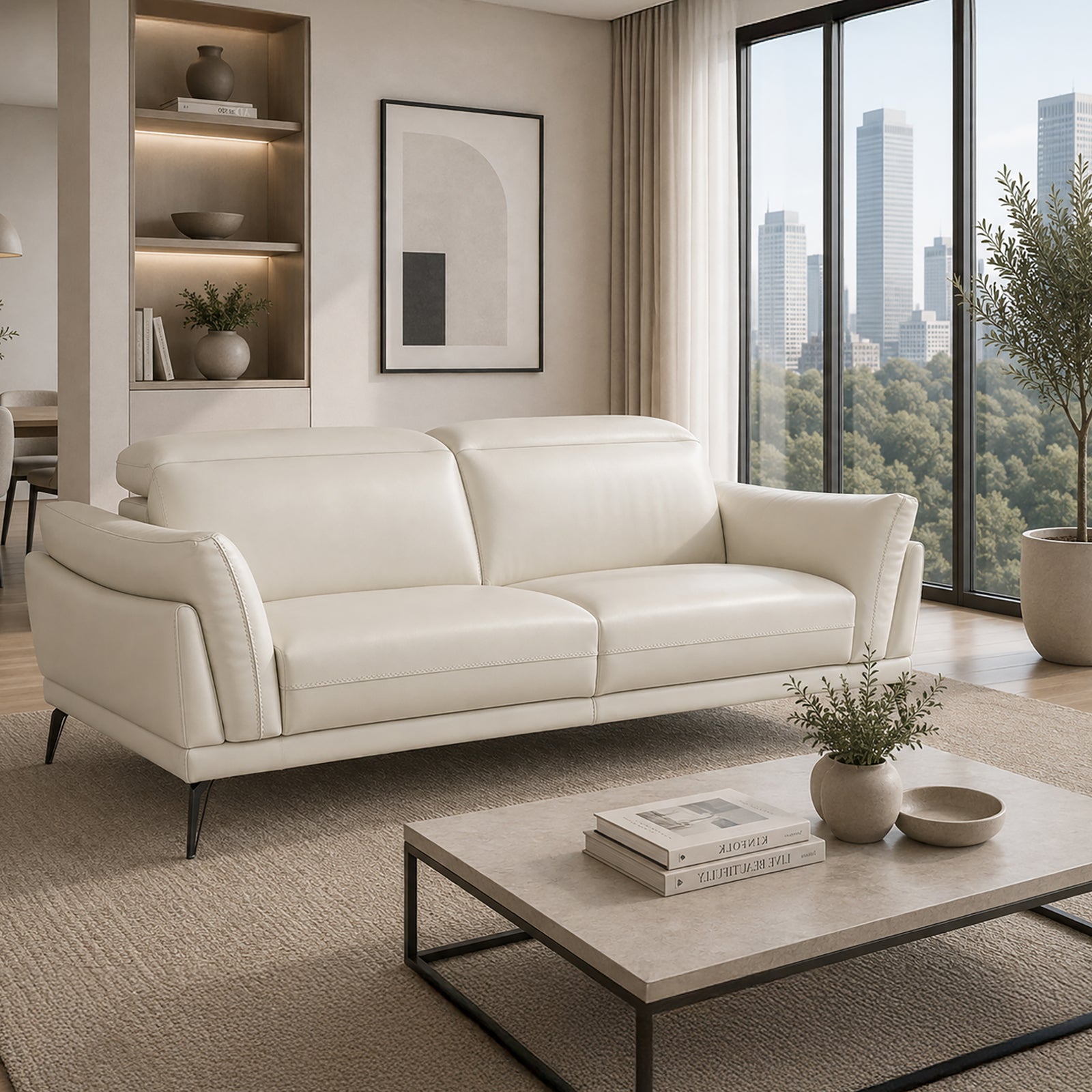 Guilietta Contemporary Italian Leather Loveseat