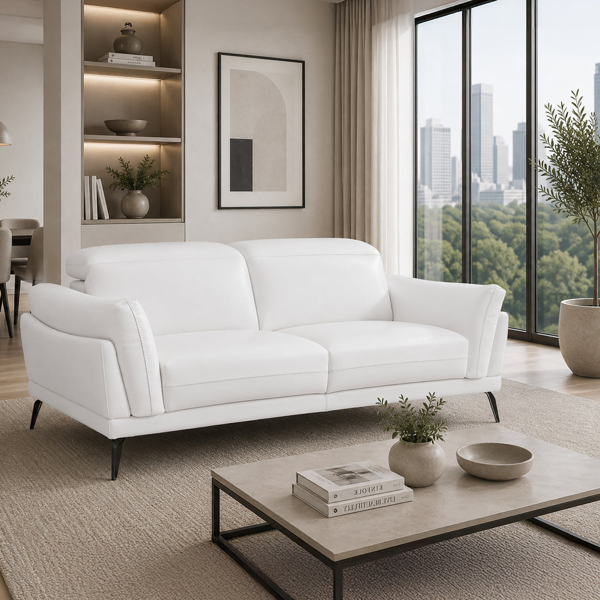 Guilietta Contemporary Italian Leather Loveseat - Coja