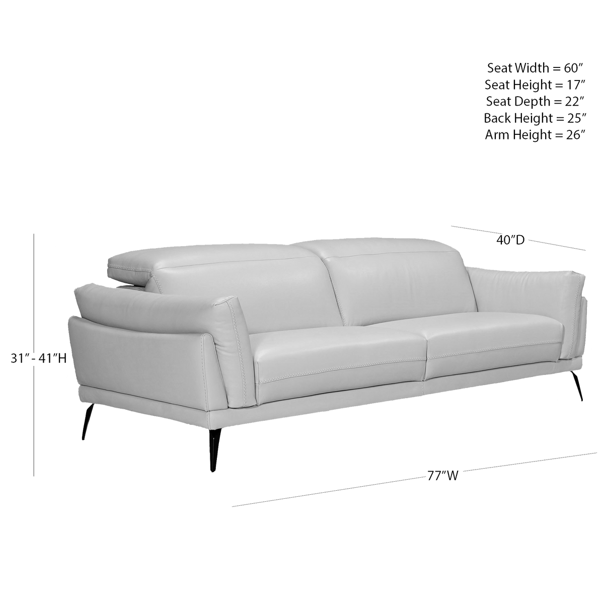 Guilietta Contemporary Italian Leather Loveseat - Coja