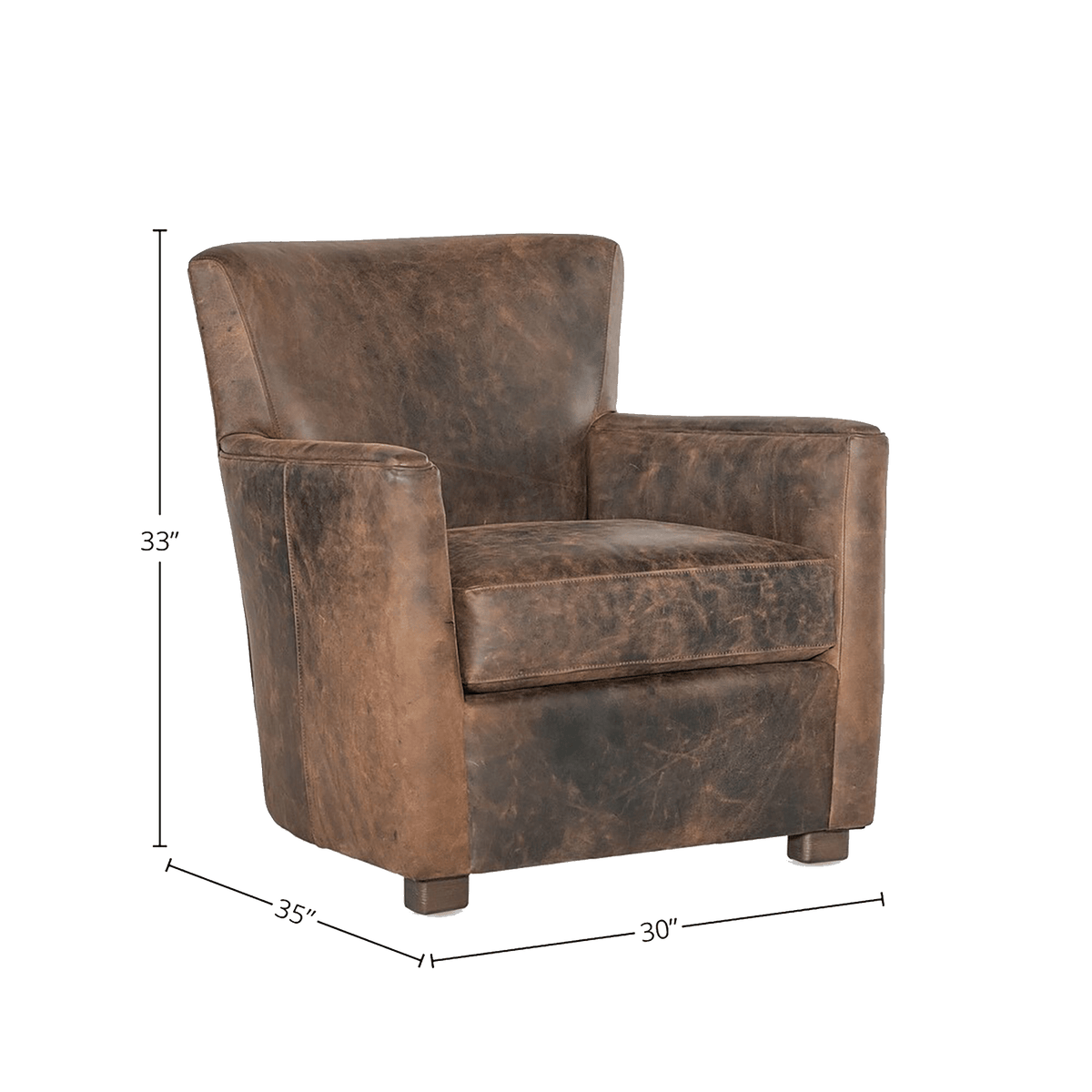 Groton Accent Chair, Leather, Brown