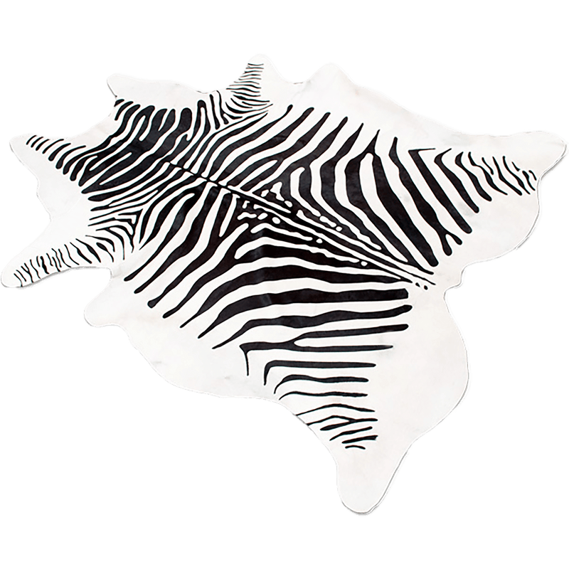 Black and White Zebra Stencil Hair on Hide - Coja