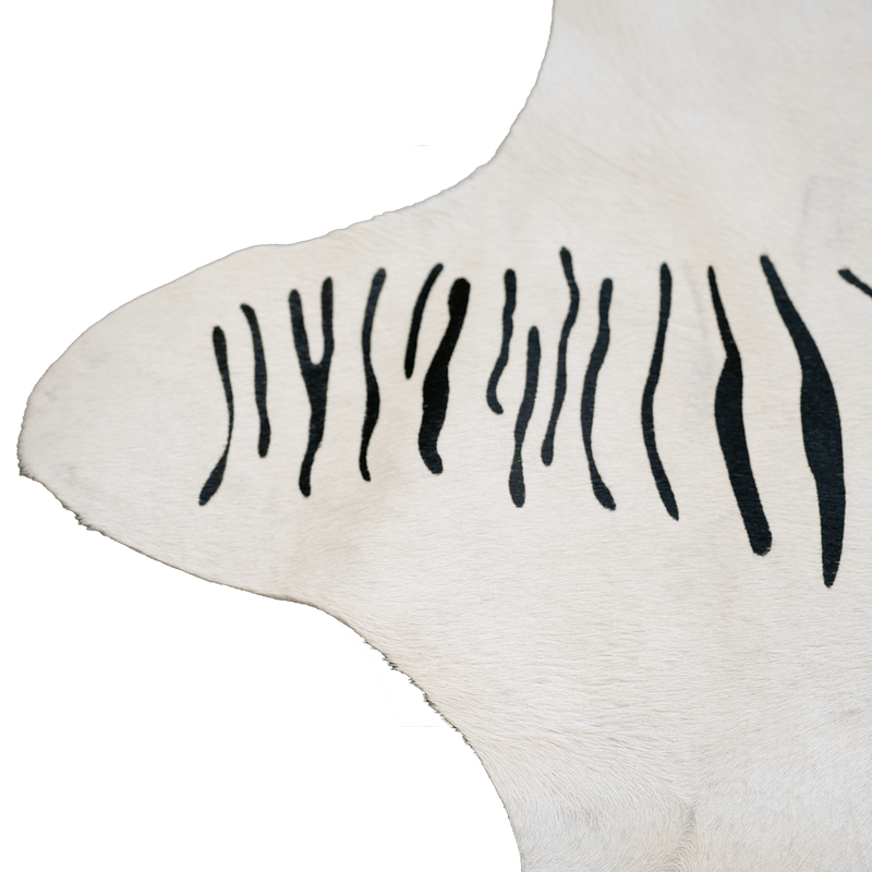 Black and White Zebra Stencil Hair on Hide - Coja