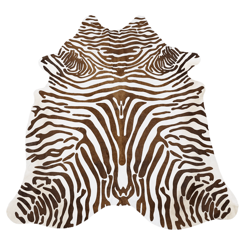 Brown and White Zebra Stencil Hair on Hide - Coja