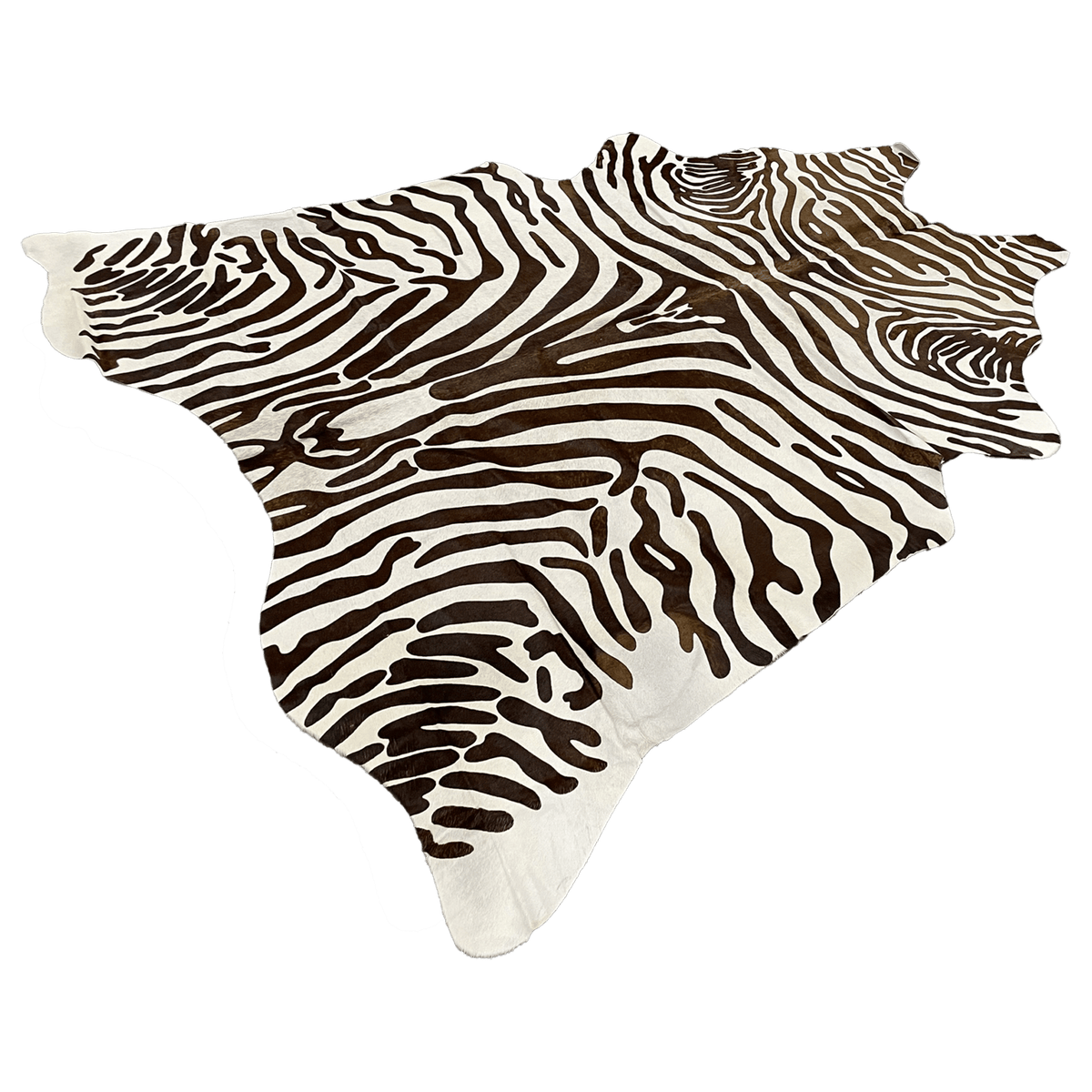 Brown and White Zebra Stencil Hair on Hide - Coja