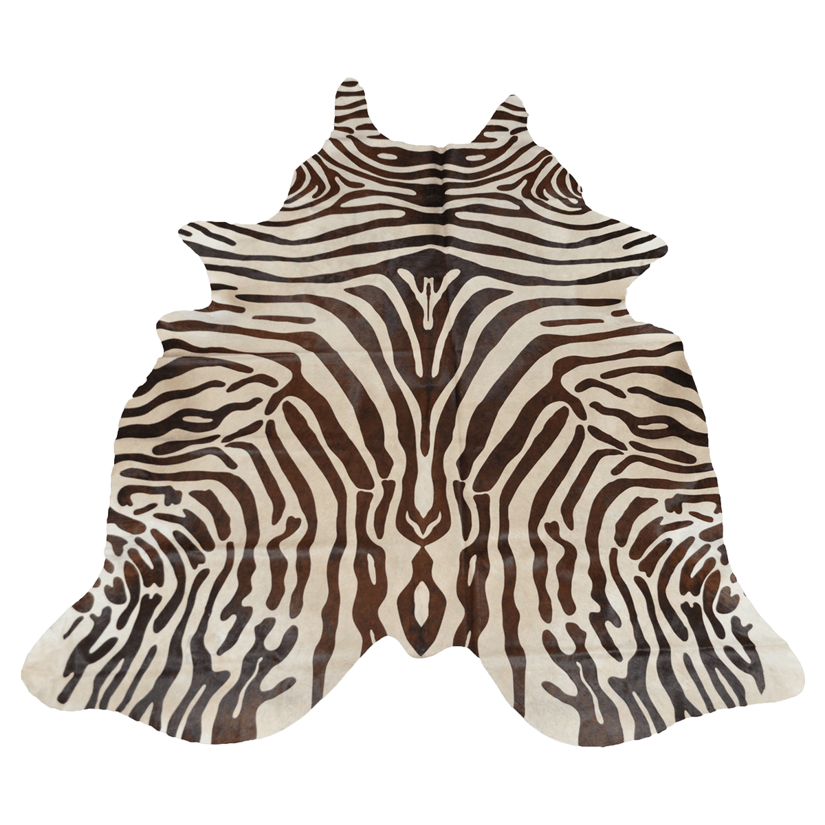 Brown and White Zebra Stencil Hair on Hide - Coja