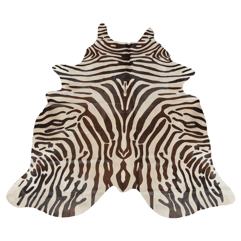 Brown and White Zebra Stencil Hair on Hide - Coja