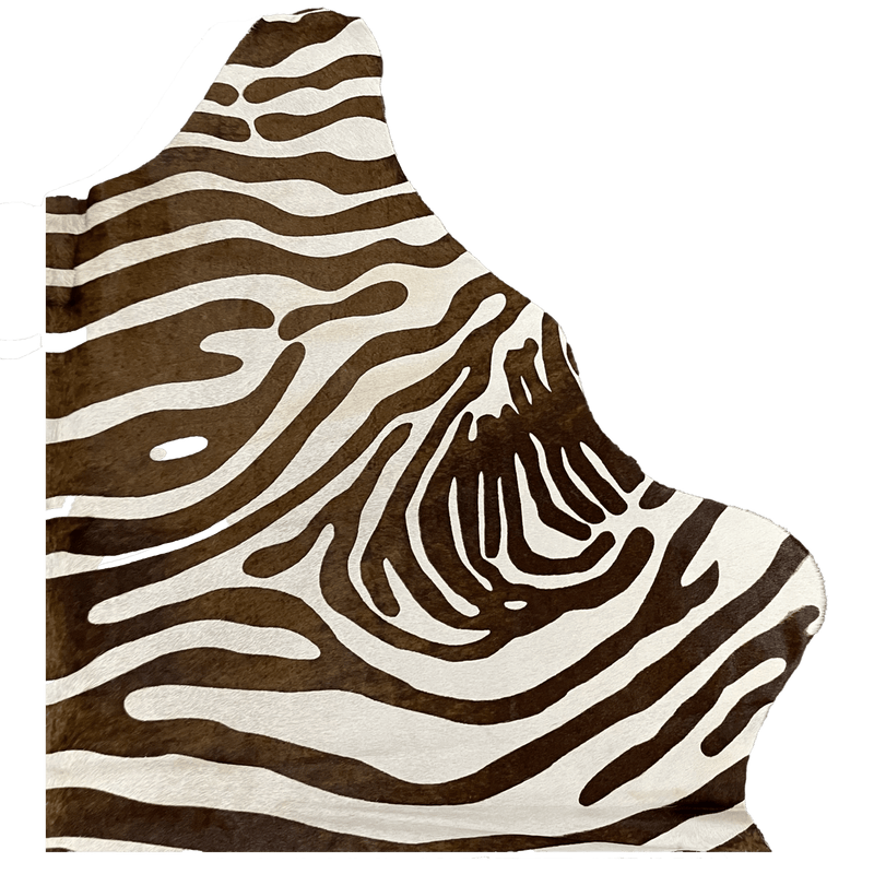 Brown and White Zebra Stencil Hair on Hide - Coja