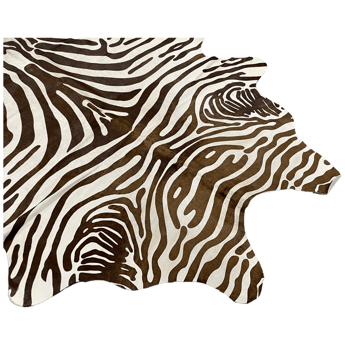 Brown and White Zebra Stencil Hair on Hide - Coja