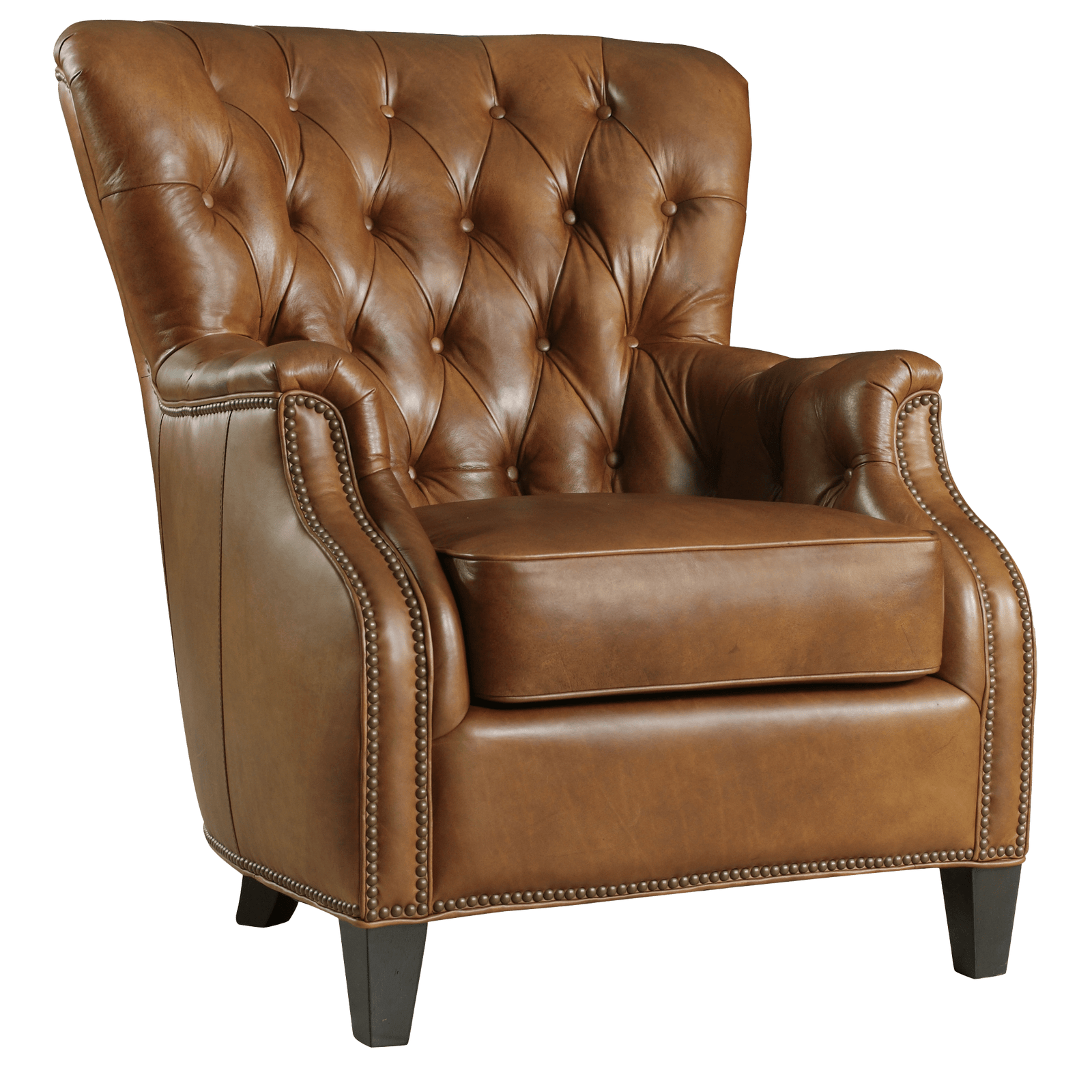 Harlow 37" Wide Side Chair, Leather, Brown - Coja