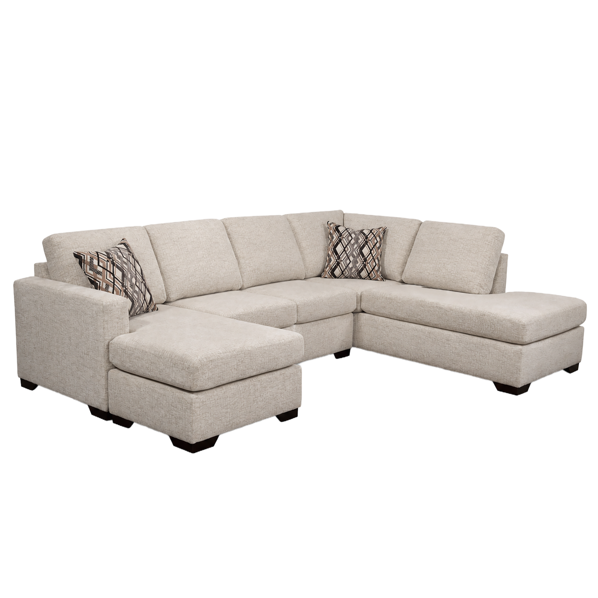 Hasli Beige Fabric Sectional Sofa with Chaise