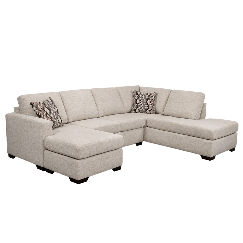 Hasli Beige Fabric Sectional Sofa with Chaise