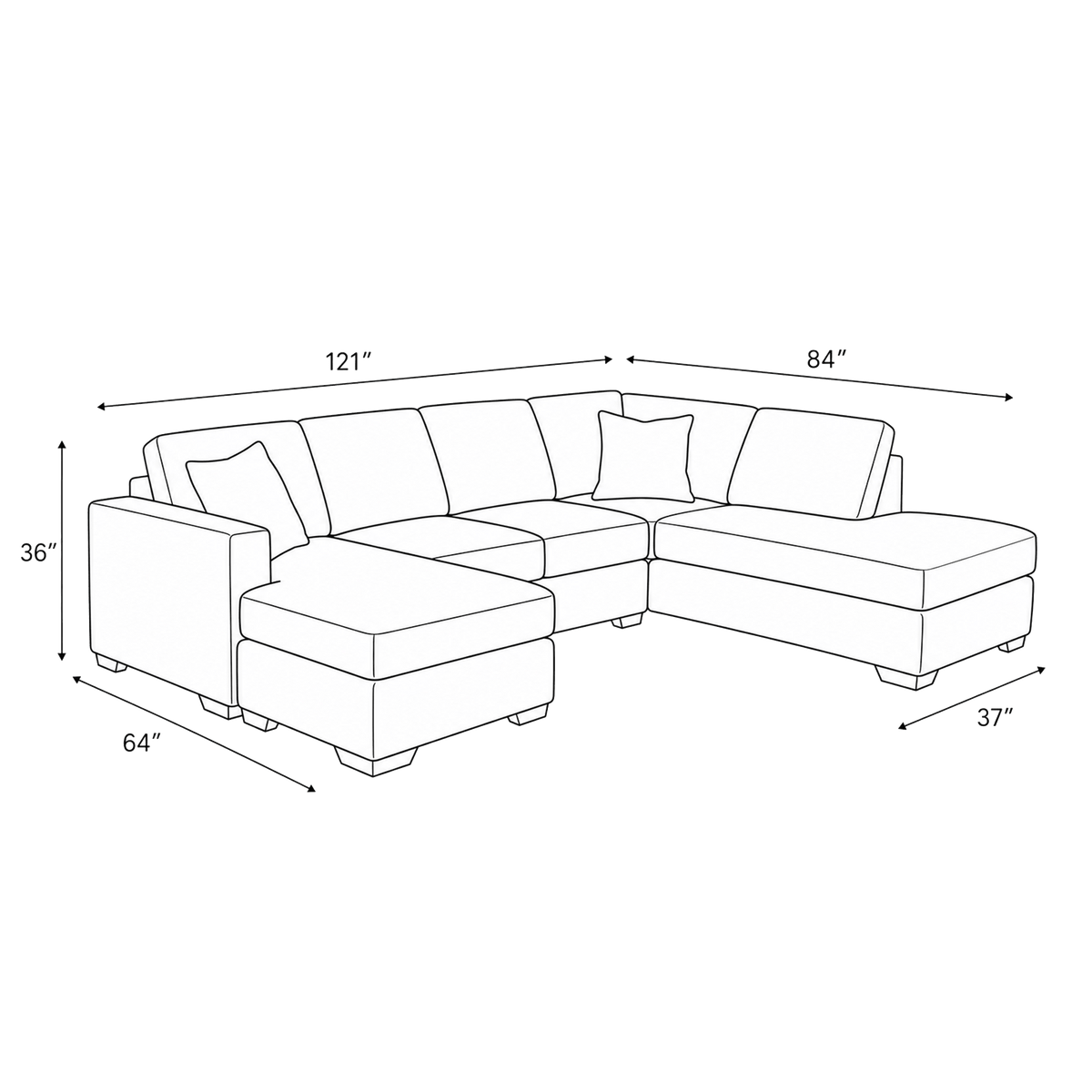 Hasli Beige Fabric Sectional Sofa with Chaise - Coja