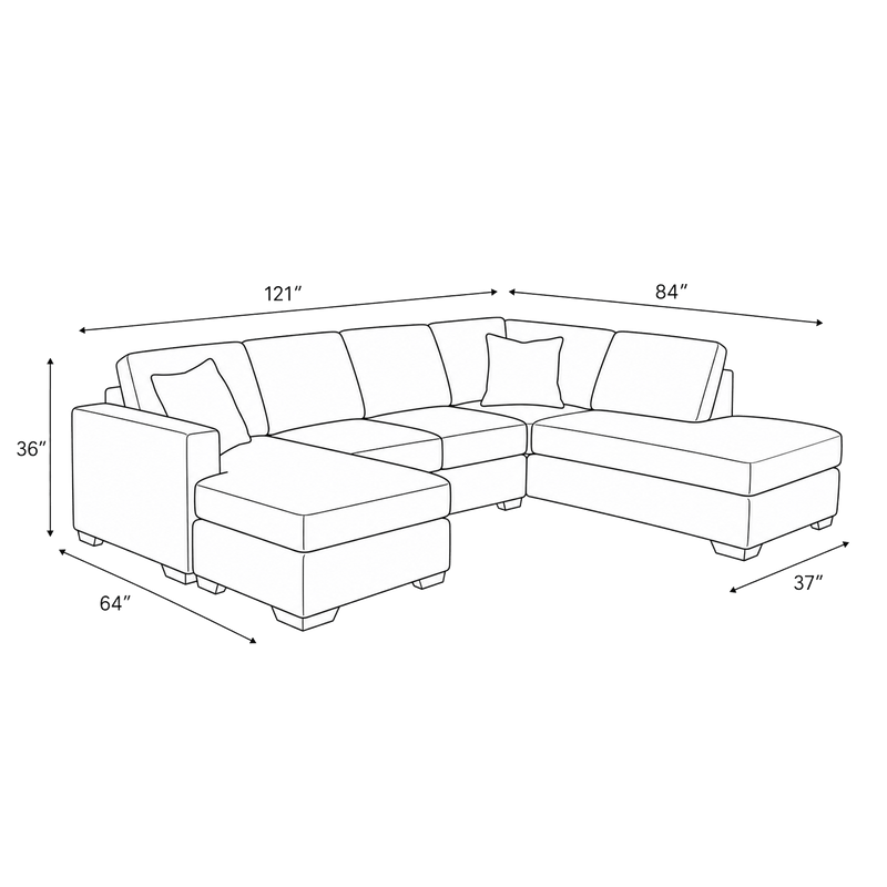 Hasli Beige Fabric Sectional Sofa with Chaise - Coja