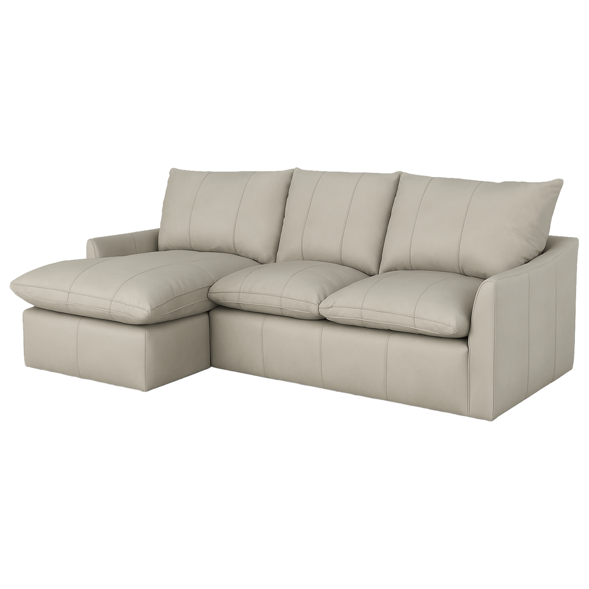 Hopewell 2 - Piece Leather Sofa Chaise, Light Gray - Coja