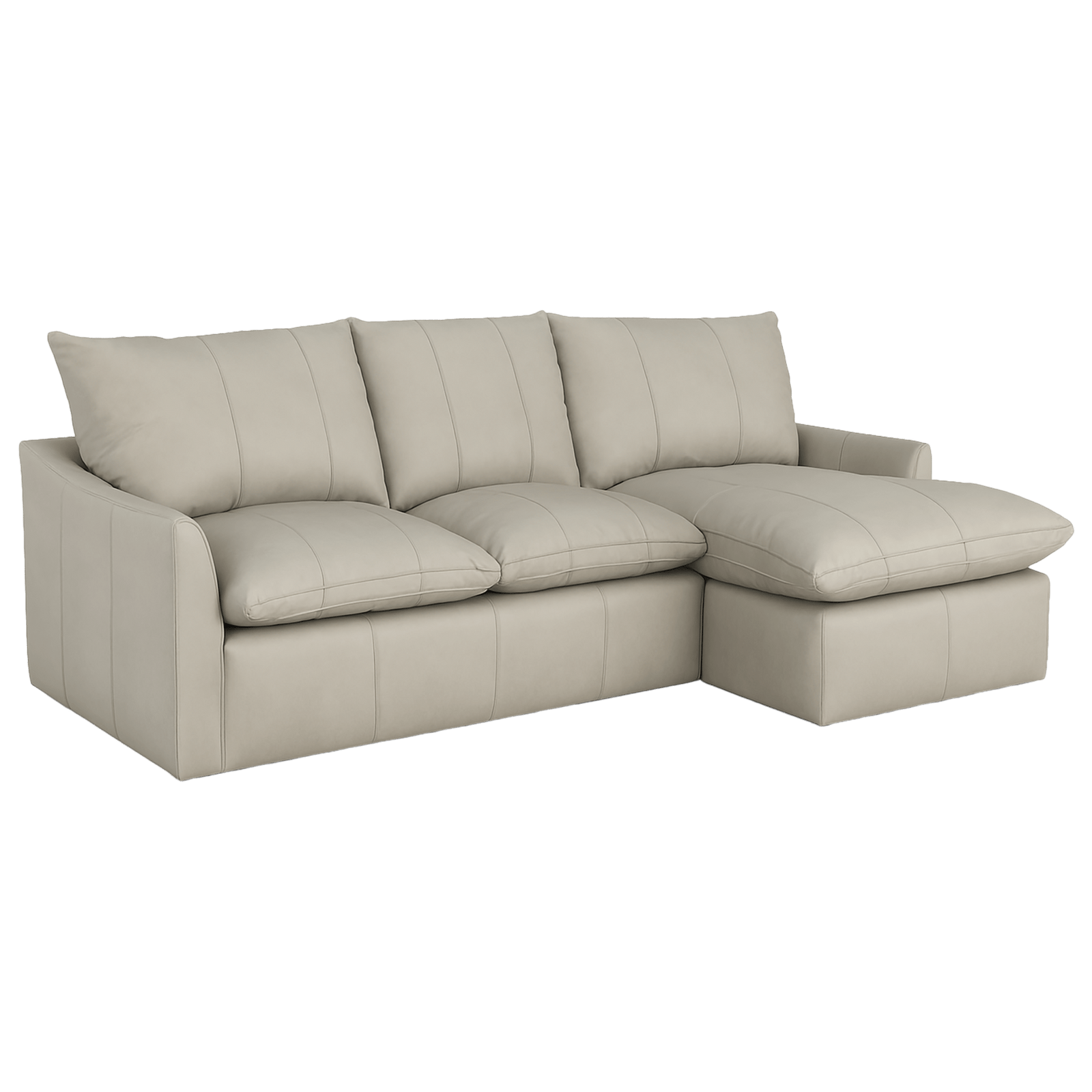 Hopewell 2-Piece Leather Sofa Chaise, Light Gray