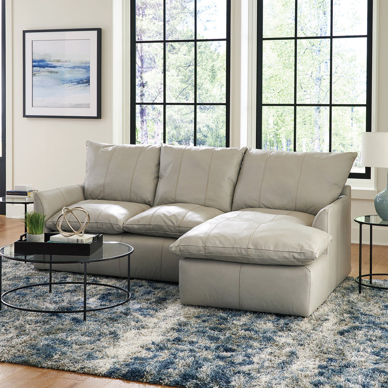 Hopewell 2 - Piece Leather Sofa Chaise, Light Gray - Coja