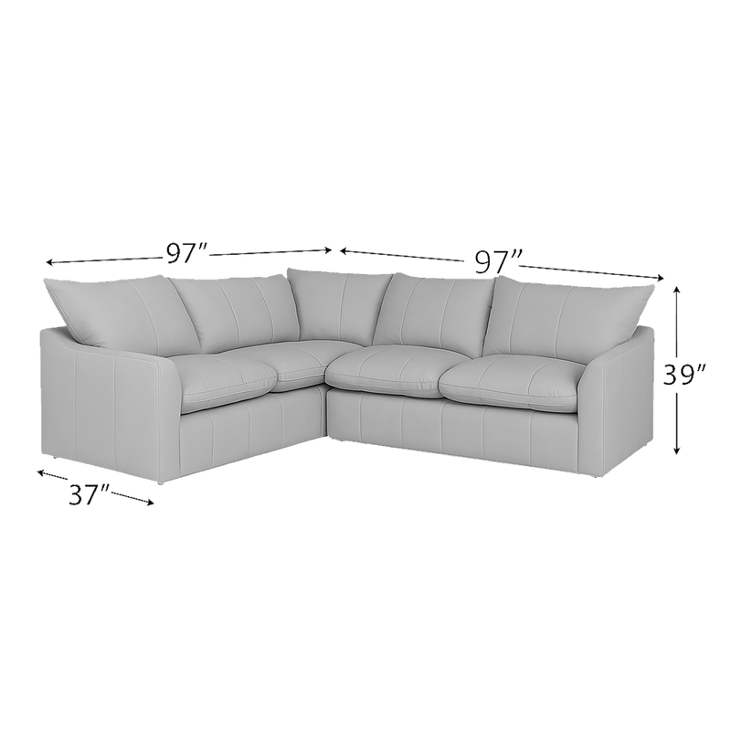 Hopewell 2 - Piece Leather Sectional, Light Gray - Coja