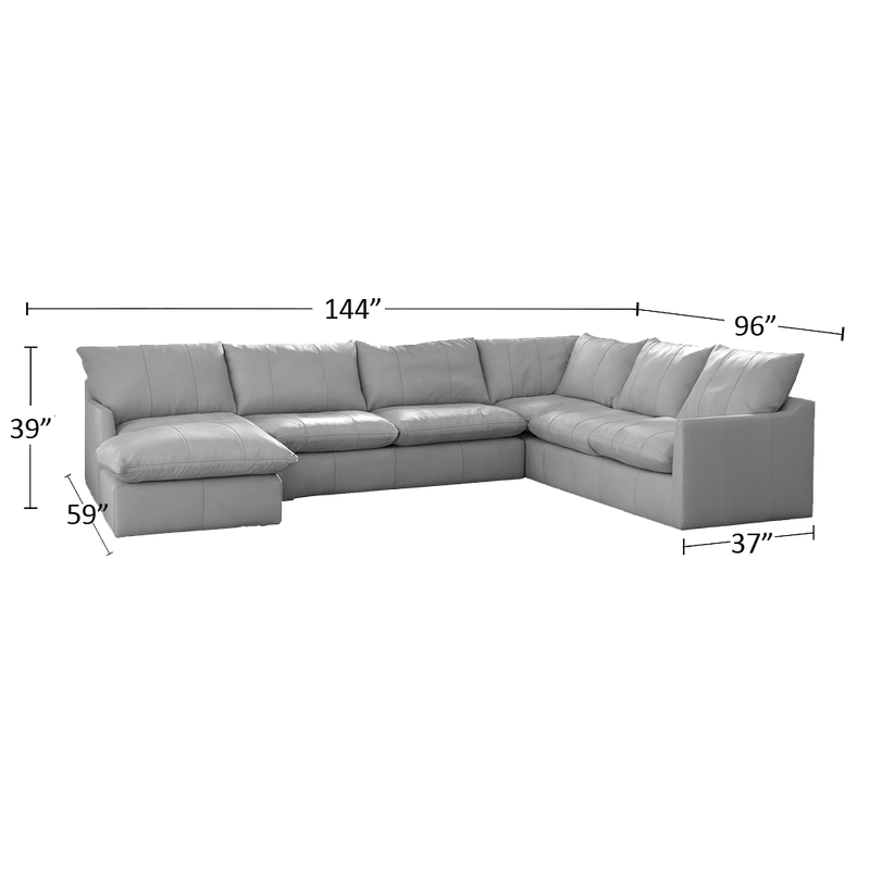 Hopewell 3 - Piece Leather Sectional with Chaise Lounge, Light Gray - Coja