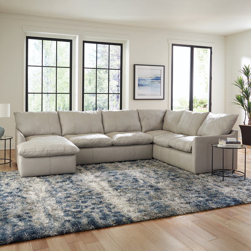Hopewell 3 - Piece Leather Sectional with Chaise Lounge, Light Gray - Coja