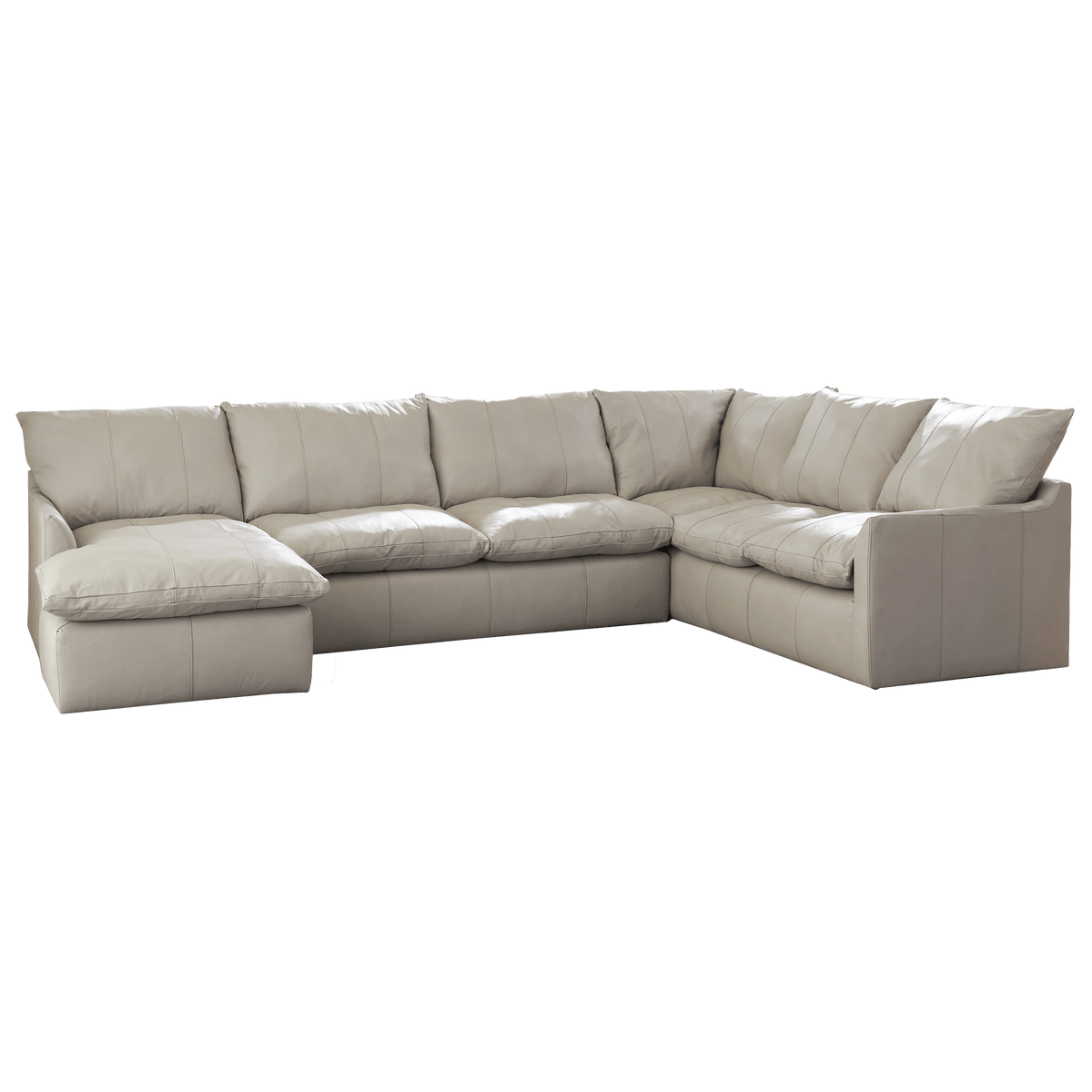 Hopewell 3 - Piece Leather Sectional with Chaise Lounge, Light Gray - Coja