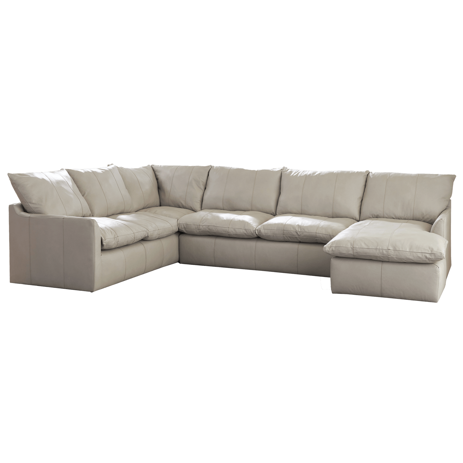 Hopewell 3-Piece Leather Sectional with Chaise Lounge, Light Gray