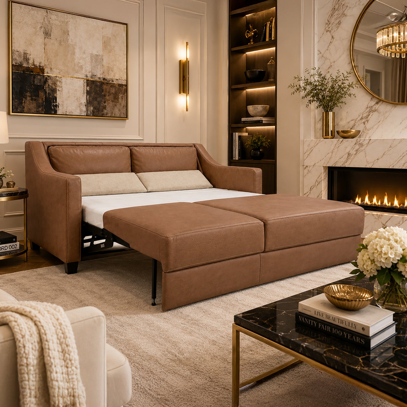 Imperia Queen Sleeper Sofa, Leather | Premium Comfort & Easy-Open Design - Coja
