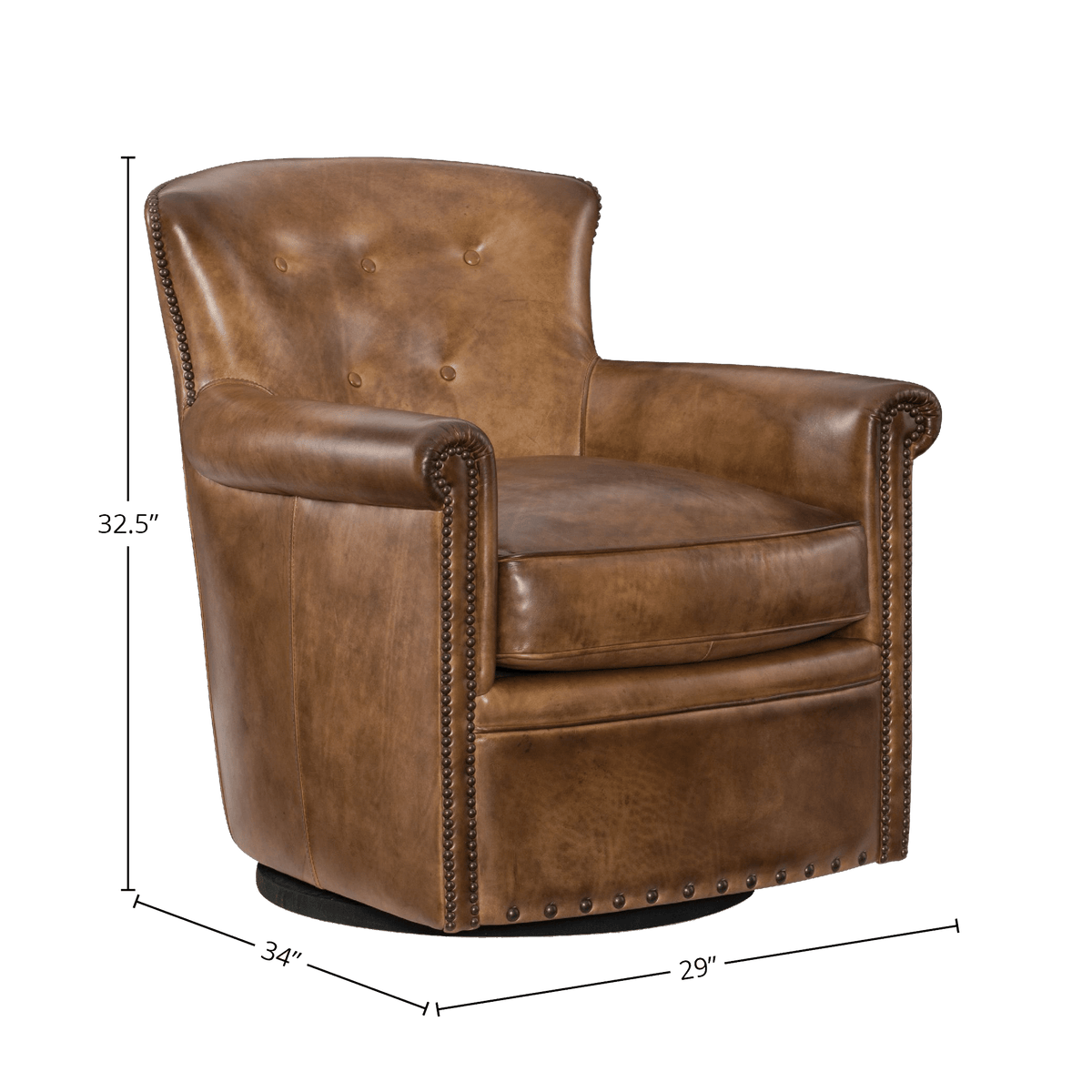 Journee 29&quot; Wide Side Chair, Leather, Brown - Coja