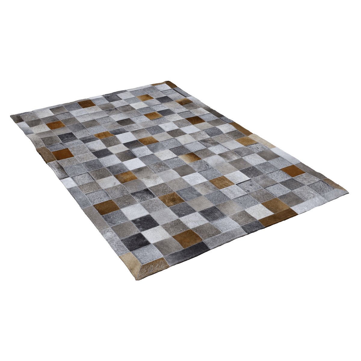 Jadeite Plaid Hair On Leather Rug, Rectangle 4&#39; x 6&#39; - Coja