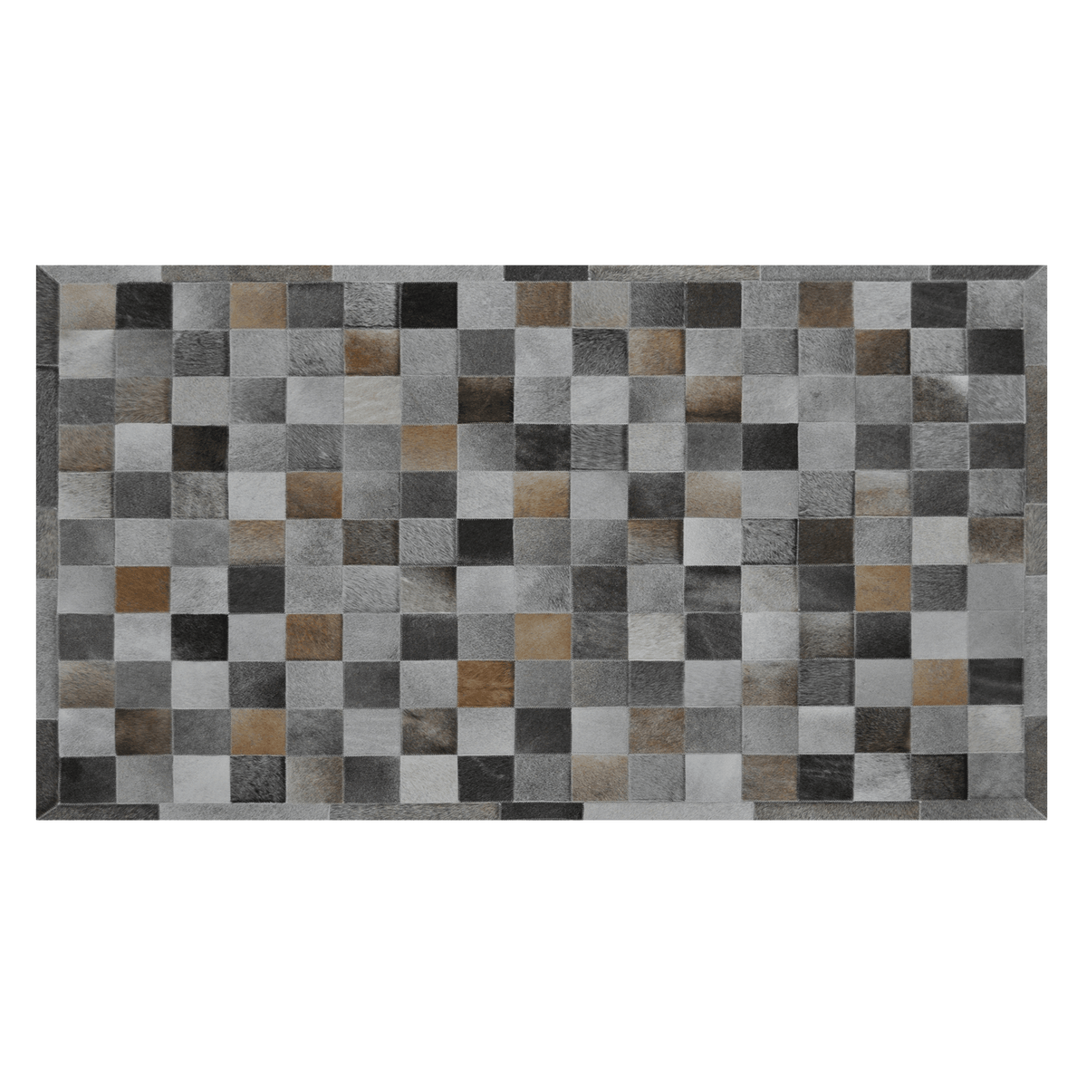 Jadeite Plaid Hair On Leather Rug, Rectangle 4&#39; x 6&#39; - Coja