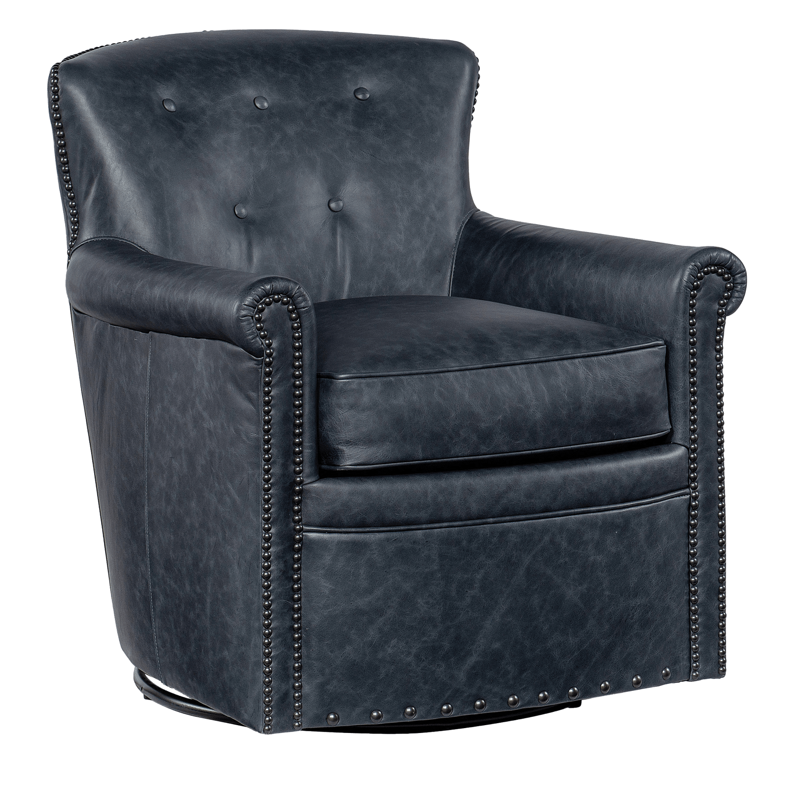 Jaxonn 29" Wide Side Chair, Leather, Blue