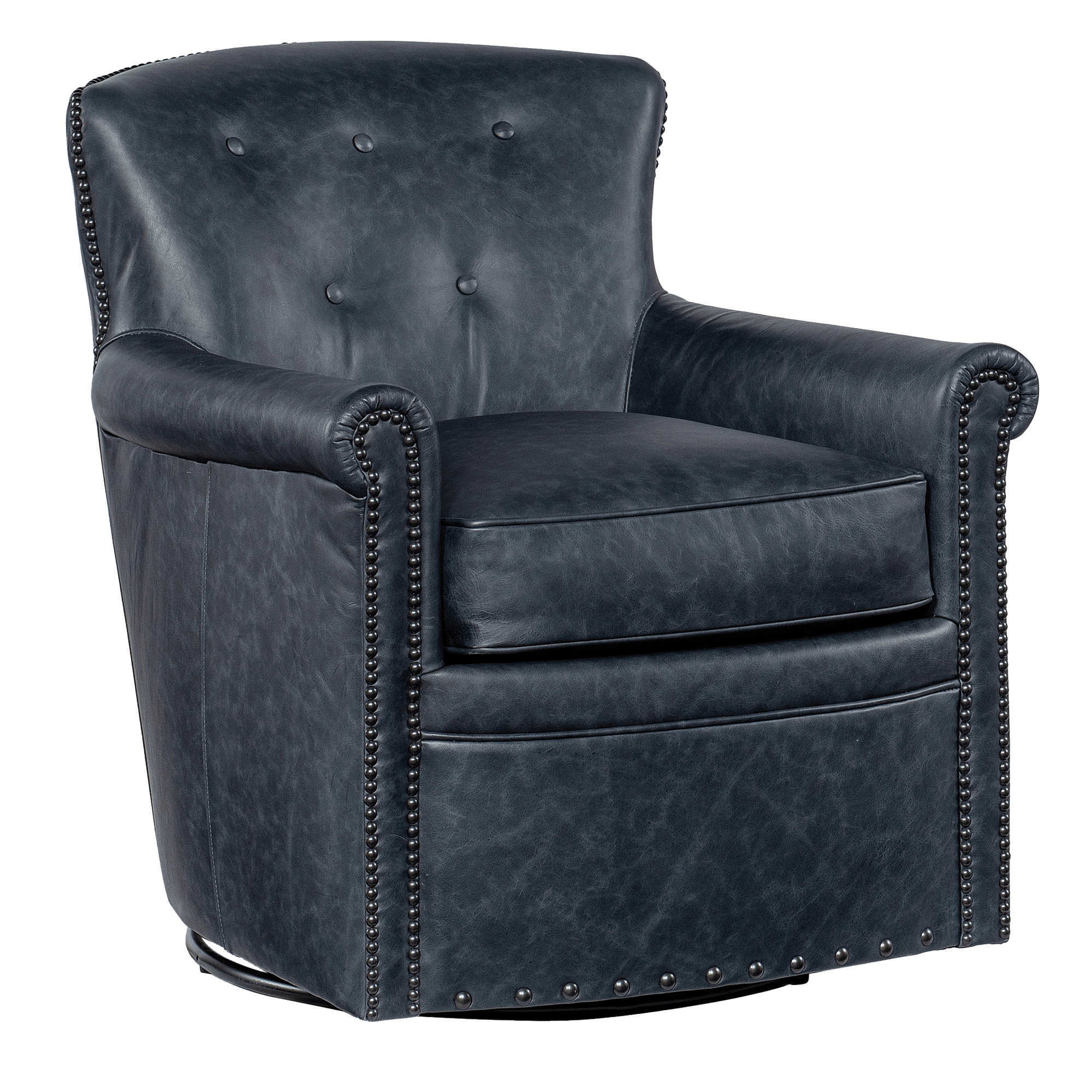 Jaxonn 29" Wide Side Chair, Leather, Blue