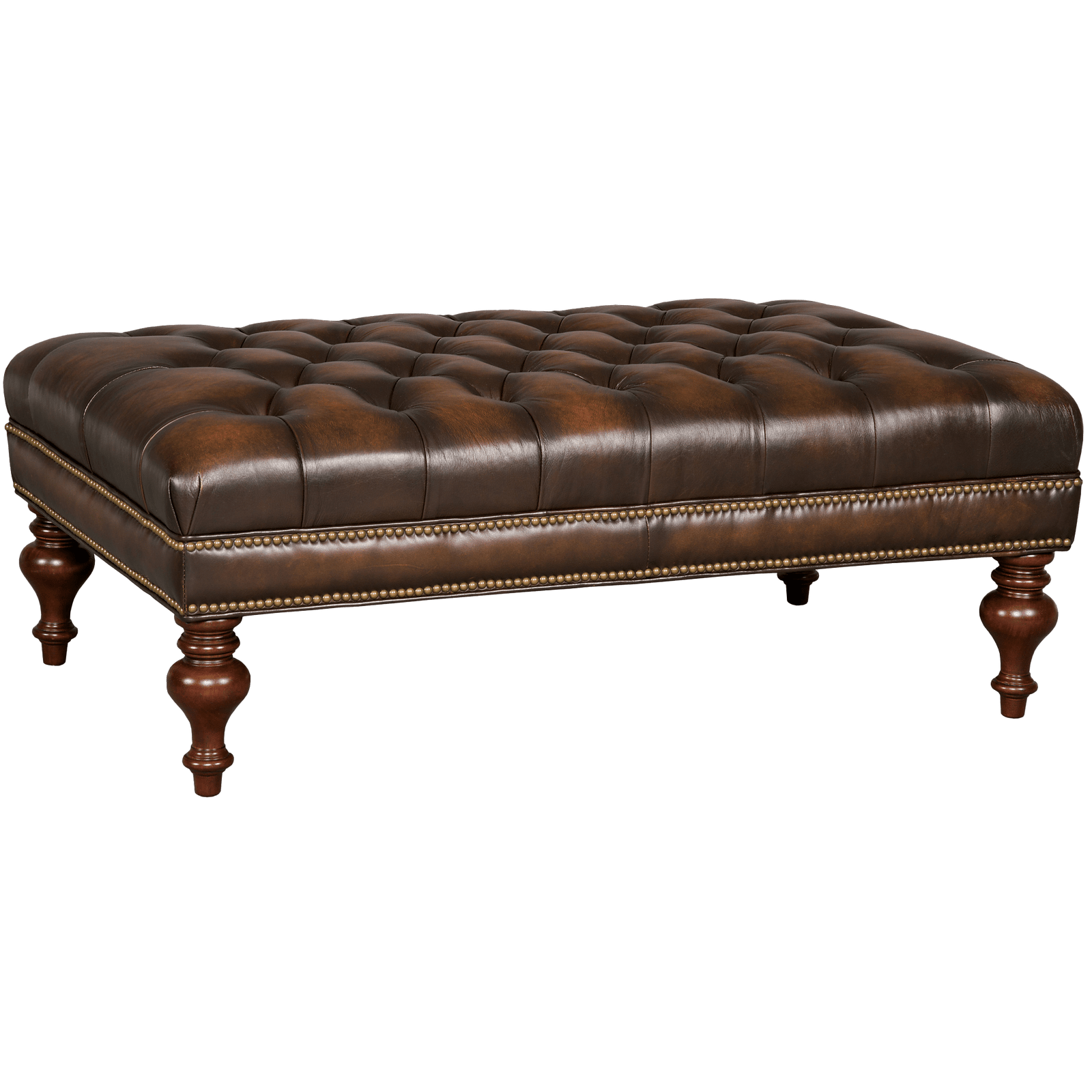 Kade Leather Cocktail Ottoman, Leather, Brown - Coja