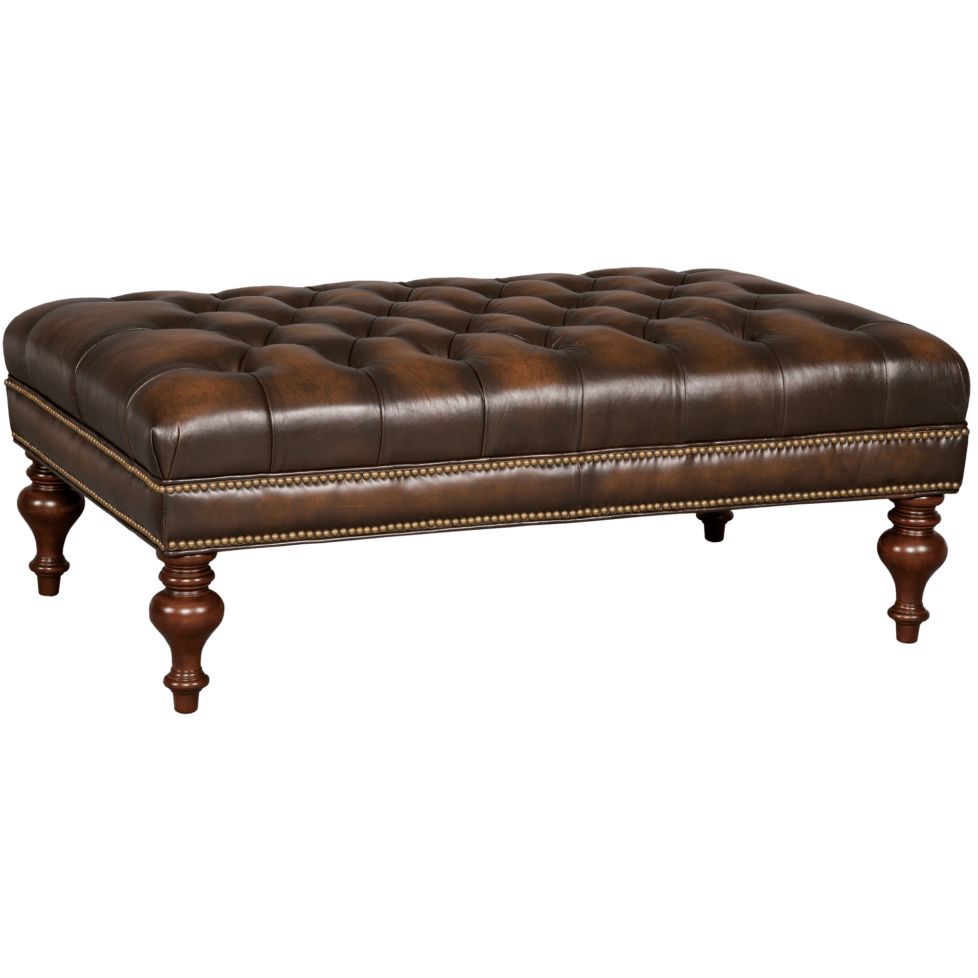Kade Leather Cocktail Ottoman, Leather, Brown